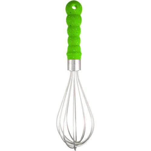 Large Stainless Steel Egg Whisk with Granite Handle - Green and Silver