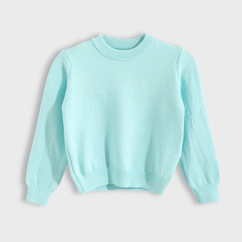Slip On Plain Basic Sweatshirt - Aqua Blue