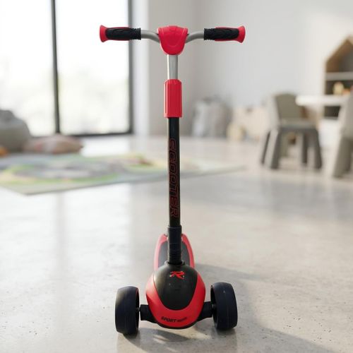 3-Wheel Kids & Teens Scooter – Wide Deck, Adjustable T-Bar Handle with 4 Height Levels, Foldable Design, LED PU Light-Up Wheels – Tilt-to-Steer Swing Scooter – Ages 6–18 – Durable Alloy Build