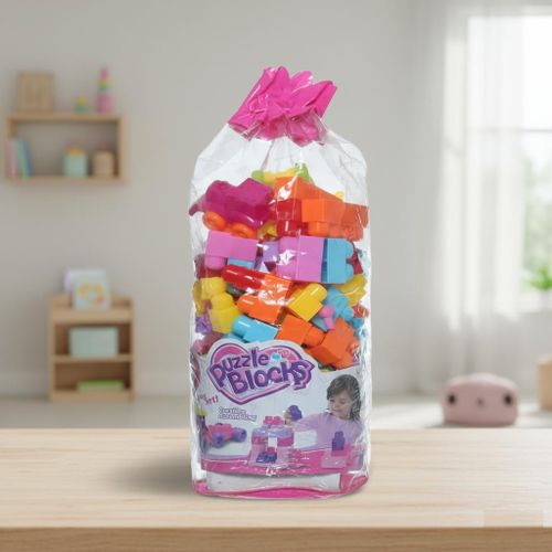 شنطة مكعبات بناء للأطفال – حوالي 50 قطعة متوسطة الحجم – مكعبات ملونة تعليمية للتجميع والإبداع – تأتي في حقيبة شفافة لسهولة الحمل والتخزين – مثالية للمنزل والمدرسة والحفلات