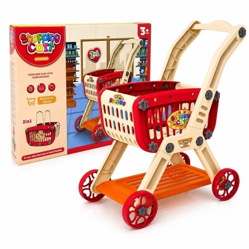 Kids 2 in 1 Shopping Cart and Shopping Basket Playset - 9831