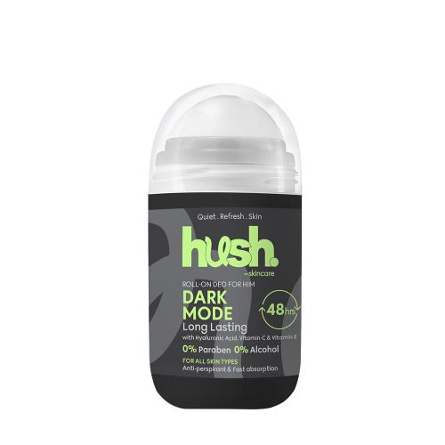 Hush Skincare Dark Mode for Him Roll-On Deodorant, 50 ml –Skin-Nourishing with Hyaluronic Acid, Vitamins C & E – Alcohol-Free, Paraben-Free