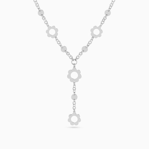 Flowers Necklace In Silver.