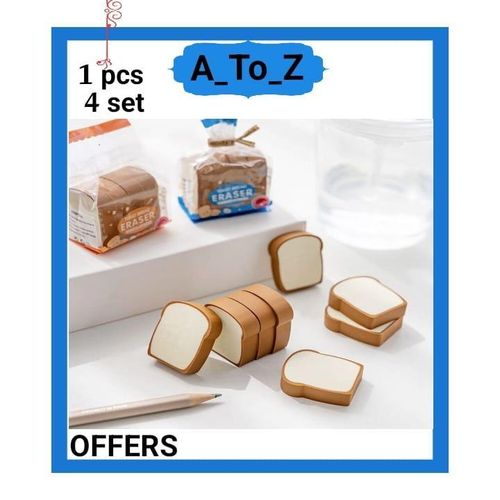 Cute Toast-Shaped Pencil Eraser – Perfect for Students and Artists