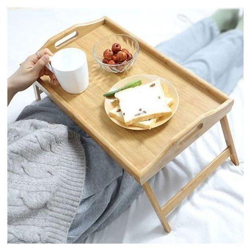 Foldable wooden serving tray or table for breakfast in bed – a versatile serving tray for drinks and meals (50x30 cm)