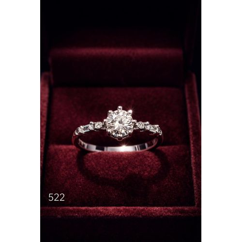 Refined Solitaire Ring for Women Platinum Rhodium Plated CZ