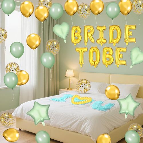 Decorative globes of despedida of color verde salvia, yellow globe letras with 4 estrella globes, artificial rose petals, 24 LED velas sin llama