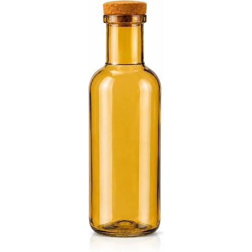 Elegant glass bottle with a leak-proof wooden cork lid, featuring a simple and modern design.