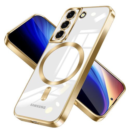 Clear MagSafe-Compatible Magnetic Case for Samsung Galaxy S22 with Camera Protection - Gold