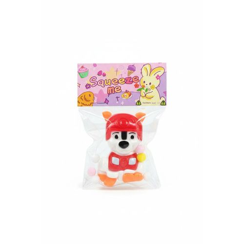 Squeeze Me dog Squishy Toy with Colorful Pom Poms, Stress Relief Fidget