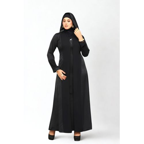 عباية نسائية خروج - سوداء جاكار جنبين