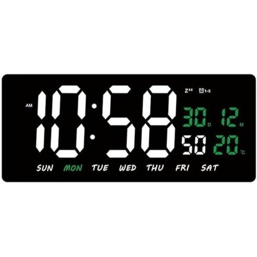 Large Digital Wall Clock with LED Display, from Kado Market, 36cm x 15cm, displays time, date, temperature, and day of the week.
