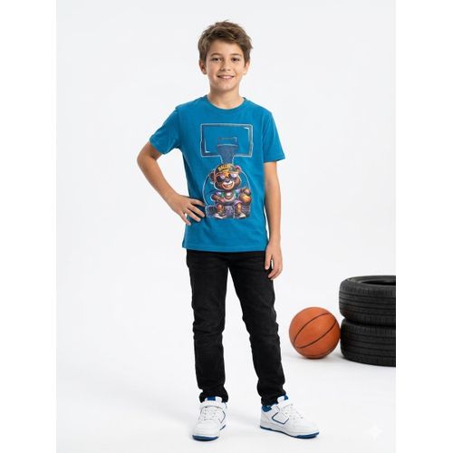 Printed Kids' T Shirt blue basket Ball Bear