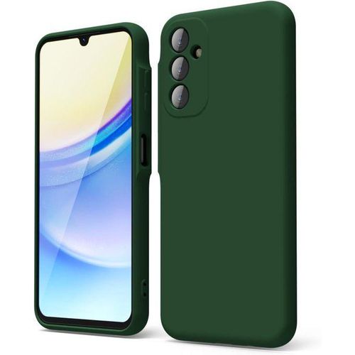 Liquid Silicone Case for Samsung Galaxy A15 5G, Soft and Stylish Slim TPU Gel Rubber, Matte Soft Case with Camera Lens Cover for Men and Boys, Dark Green
