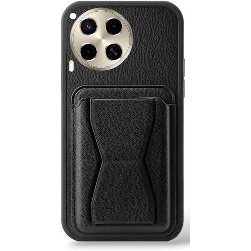 Leather Case Compatible for Tecno Camon 30 4G Shockproof Leather Back Card Storage case built-in Stand PU leather for a stylish look comfortable grip Black