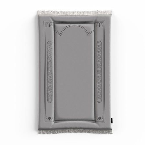 HOME Prayer Mat HOME Sakina Padded Prayer Mat Soft Premium, Velvet, Soft Low Pile with Supportive Cushioning, Lightweight and Foldable for Home and Mosque, 117L * 68W cm, Grey