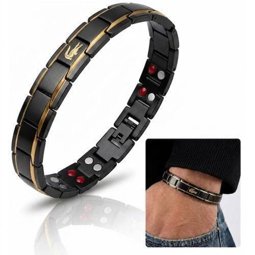 Men's magnetic bracelet made of stainless steel with a luxury modern design - Comfortable men's bracelet, rust-resistant in black and gold color, perfect gift for men