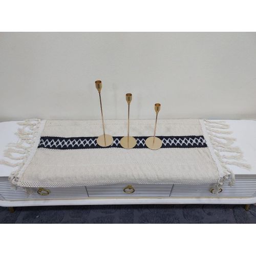Exquisite Macrame Table Runner with a Chic Handmade Touch - 45cm x 120cm - Color Off-White Black