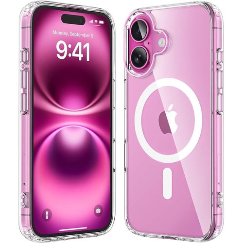 Compatible with iPhone 16 Case with Strong Magnets Magsafe Military Grade Protection Shockproof Anti-Scratch Slim Thin and Secure Phone - Clear (Super Magnetic)