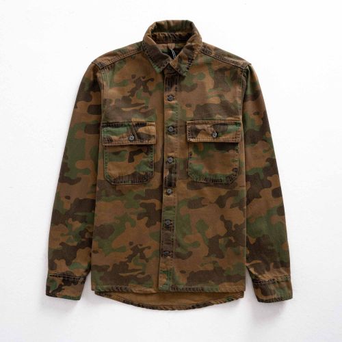 قميص جينز مع جيوب-بني فاتح