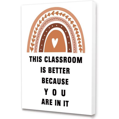LISTNGBO This Classroom is Better Poster Canvas Framed Wall Art,Diversity Inspirational Canvas Wall Art Ready to Hang for Kids Teens Classroom Nursery Wall Decor,12 x 15