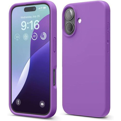 Compatible with iPhone 16 Case 6.1, Slim Liquid Silicone 3 Layers Full Covered Soft Gel Rubber Shockproof Phone Case, Protective Cover with Anti-Scratch Microfiber Lining (Purple)