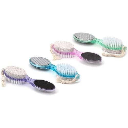 4 in 1 Multifunctional Pedicure Tool - Pumice Stone + Metal File + Sanding Board + Nail & Finger Cleaning Brush - Heel & Callus Cleaner - Suitable for Home Use - Multicolor