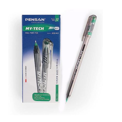 My-Tech 2240 Ballpoint Pen 0.7 mm Set of 12 Green Ink Pens - Green