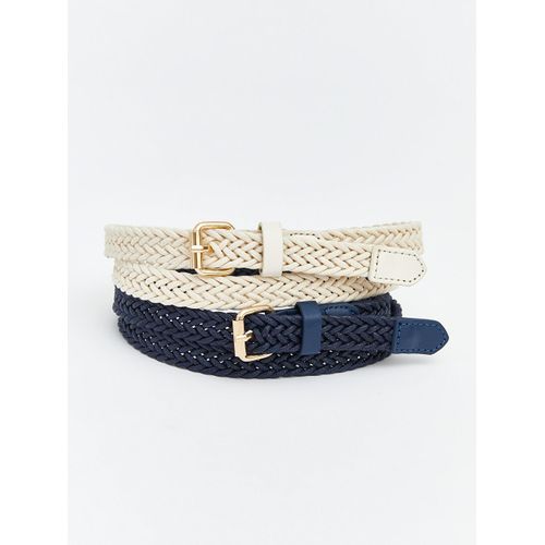 Braided Pattern Women's Belt 2 Pack