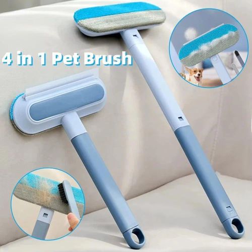 Pet hair removal brush-an effective multi-purpose cleaning tool designed to sweep pet hair, lint and dust from furniture, clothes and windows with ease, leaving surfaces clean and hairless.