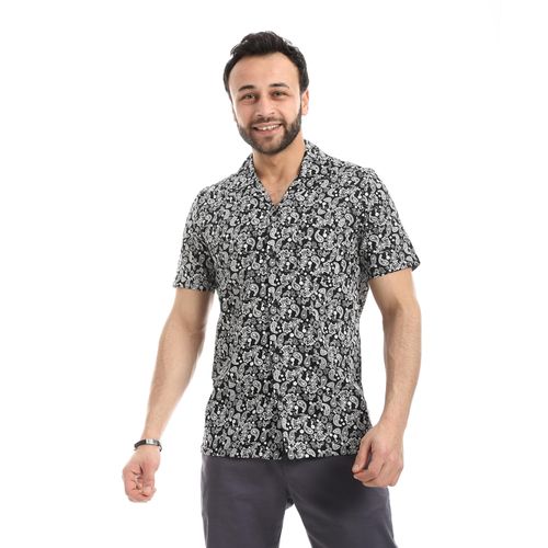 Summer Printed Cotton Shirts - Black & White
