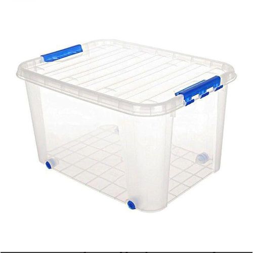 El-Watania Clear Plastic Storage Box Light Box with Wheels & Secure Latching Lid