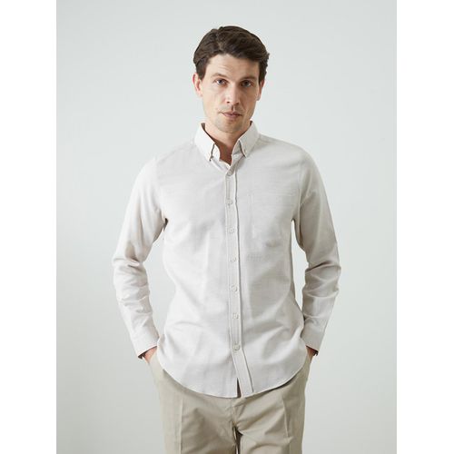 Regular Fit Long Sleeve Dobby Fabric Men's Shirt