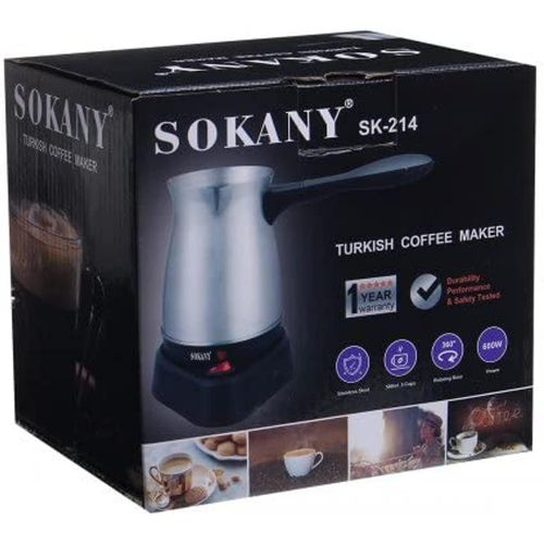 SK-214 500ml Stainless Steel Coffee Machine Greek Turkish Coffee Maker Portable Waterproof Electric Hot Boiled Pot Home (Assorted Colors)