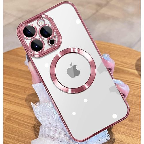 Plated-Edge TPU Protective Case with Camera Protection for iPhone 14 Pro Max - Pink