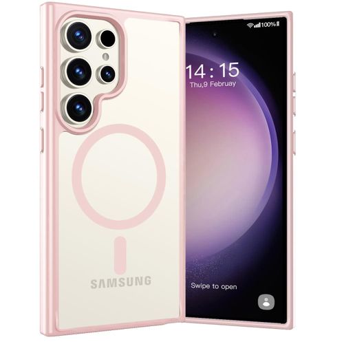 MagSafe-Compatible Clear Magnetic Case for Samsung Galaxy S23 Ultra - Pink