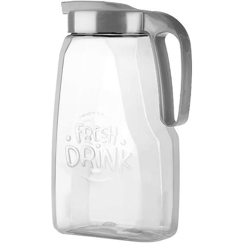Max Fresh Jug 2L BPA-Free Plastic Juice Pitcher with Easy Pour Spout, Clear with Gray Lid, for Water and Cold Drinks