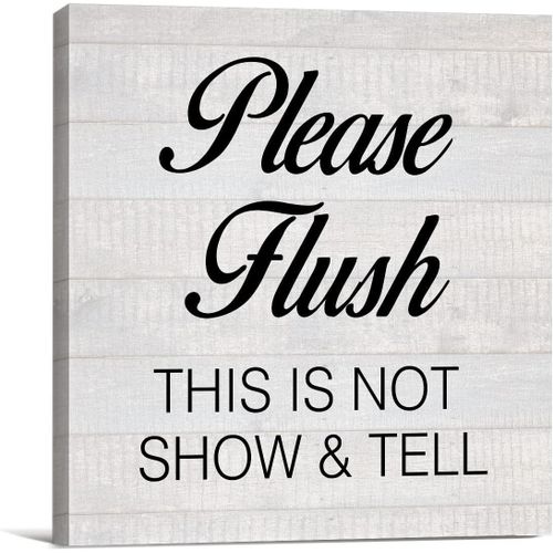 YIDOU Country Please Flush Funny Restroom Canvas Prints Wall Art Decor Humor Bathroom Poster Painting Framed Artwork 8 x 8 Inch Home Shelf Wall Decoration Housewarming Gift