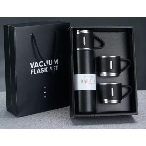 طقم زجاجات مزدوج الطبقات من الفولاذ المقاوم للصدأ مع 3 أكواب فولاذية متعددة الألوان