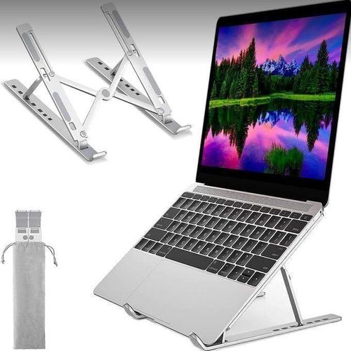 Foldable and adjustable laptop stand made of aluminum - suitable for laptops, tablets, and iPads