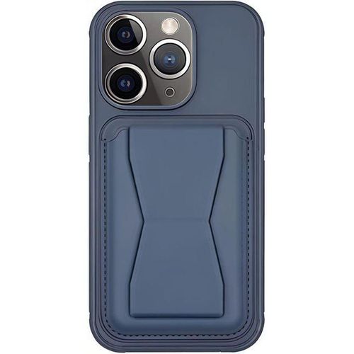 Leather Case Compatible with iPhone 11 Pro Max, Shockproof Leather Back Cover, Card Storage and Built-in Wallet, PU Leather Stand for Stylish Look and Comfortable Grip (Blue)