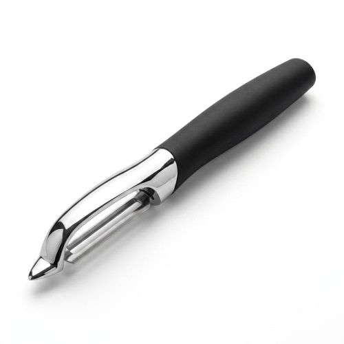 Stainless Steel Vegetable Peeler with Black Handle - Straight