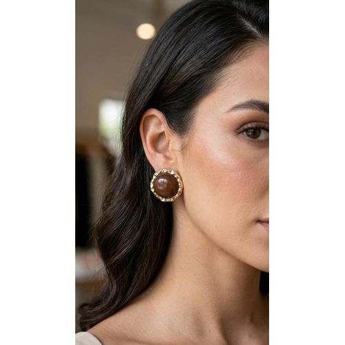 Round Stud Zinc Alloy Earrings for Women – Elegant Classic Versatile Daily Wear