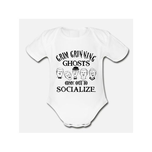 Grim Grinning Ghosts Come Out To Socialize Organic Short Sleeve Baby Bodysuit