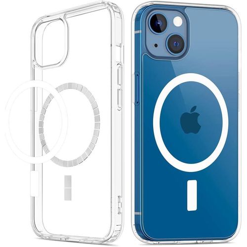 iPhone 13 Clear Magnetic Cover MagSafe Compatible Hybrid Protective Crystal Clear Hard Back Case Shockproof Silicone Frame Slim Transparent Case for Apple iPhone 13