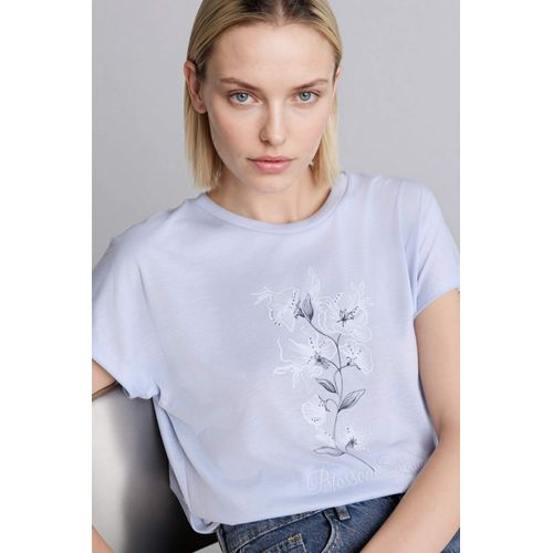 Crew Neck Flower Short Sleeve T-Shirt