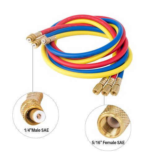 طقم خرطوم شحن 3 قطع لعدادت شحن و تفريغ الفريون يعمل على الفريونات R22/R134/R502/R12