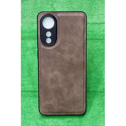 Slim Premium PU Leather Soft TPU Bumper Shockproof Protective Phone Cover for Oppo A78 4G - BROWN