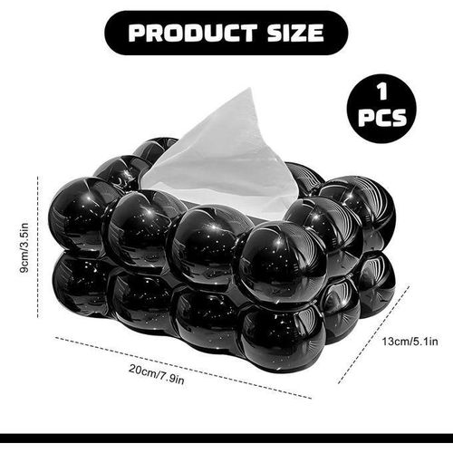 Marshmallow Tissue Organizer Bubble Tissue Box Tissue Dispenser Rectangular Tissue Holder for Car Bathroom Table Party Home Office Restaurant Black