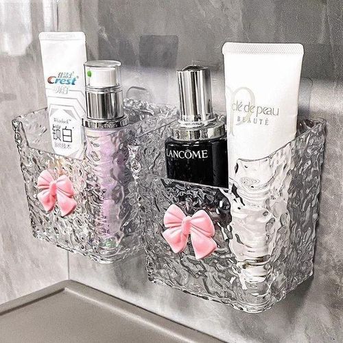 منظم ريموت و أدوات الحمام لسطح المكتب والحائط حامل هاتف، كريمات ومستحضرات تجميل منظم تخزين موفر للمساحة للحمام وغرفة المعيشة